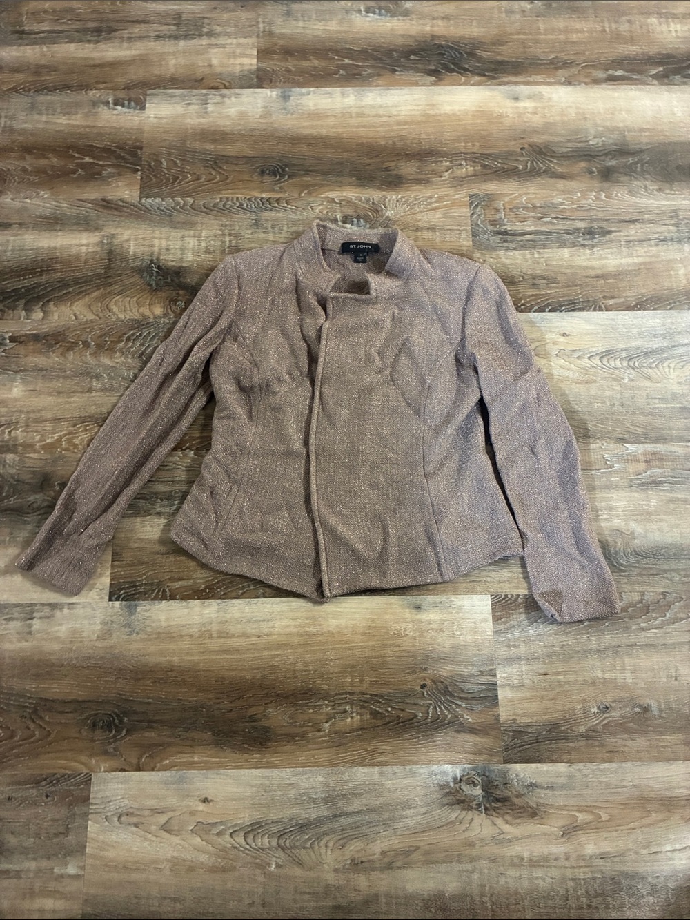 St John mauve textured knit open blazer size 8